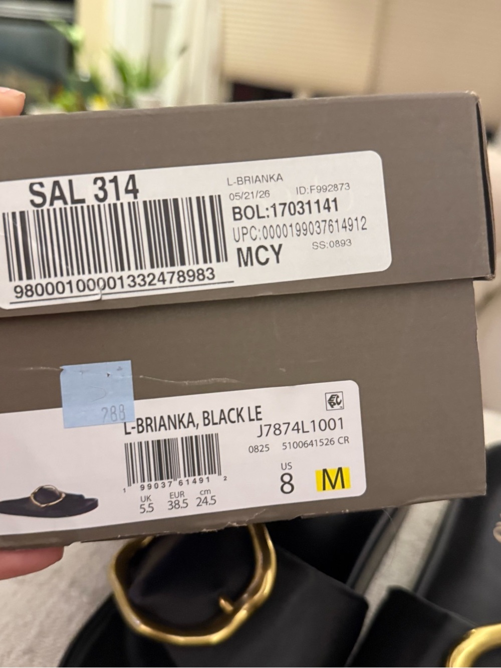 NEW Size 8- Franco Sarto Black Slide Sandals with Gold Accent Buckles - Picture 6 of 6